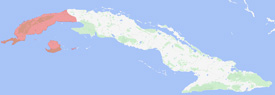 Range map of Anolis luteogularis